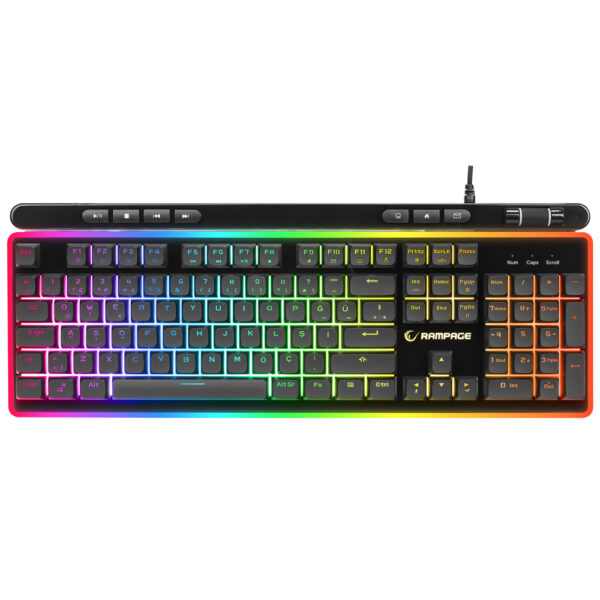 Siyah USB RGB Membrane Türkçe Kablolu Gaming Klavye